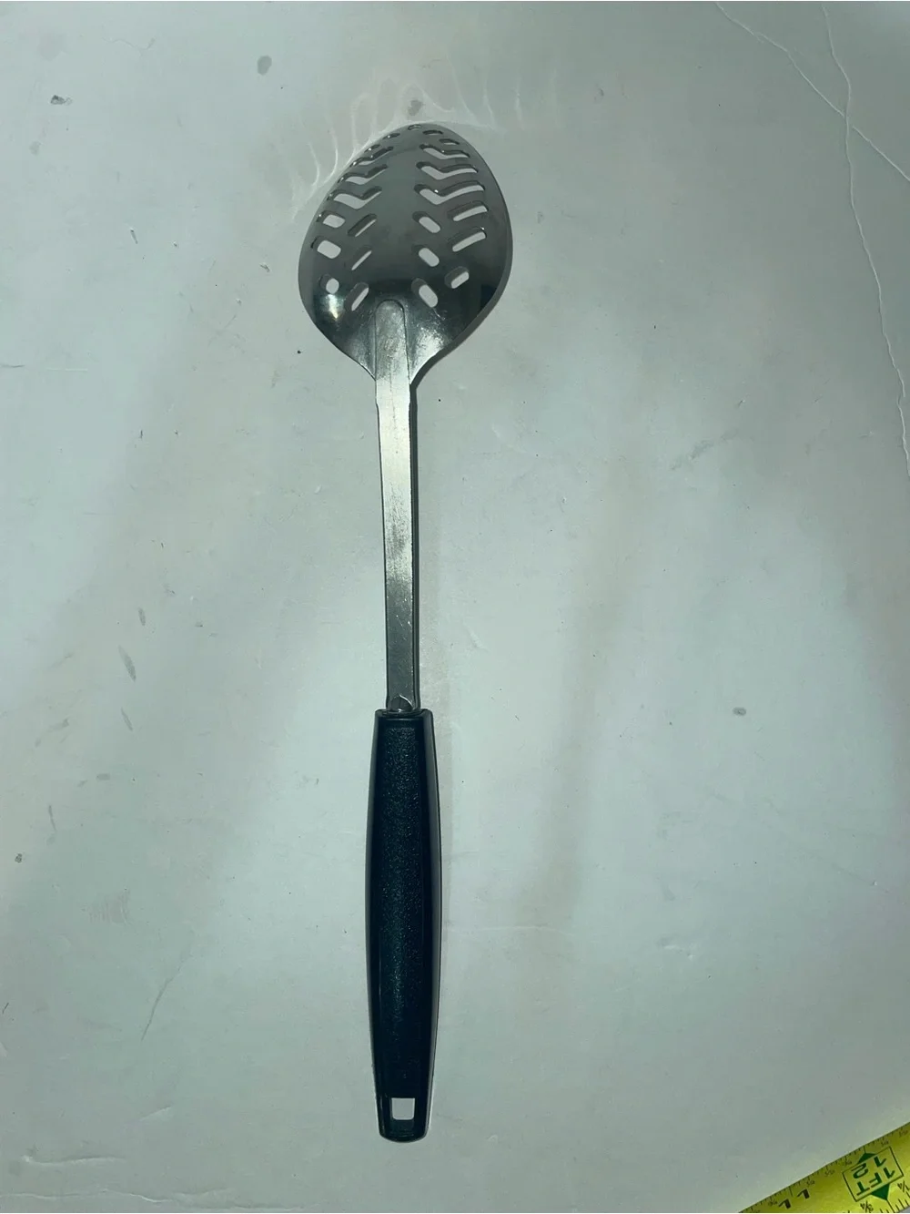 Vintage Ekco Slotted Serving Spoon Stainless Steel Black Plastic Handle
